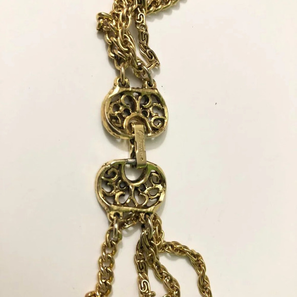 Vintage Goldette NY Pocket Necklace Long Chain  Layered Victorian Style - Picture 12 of 12